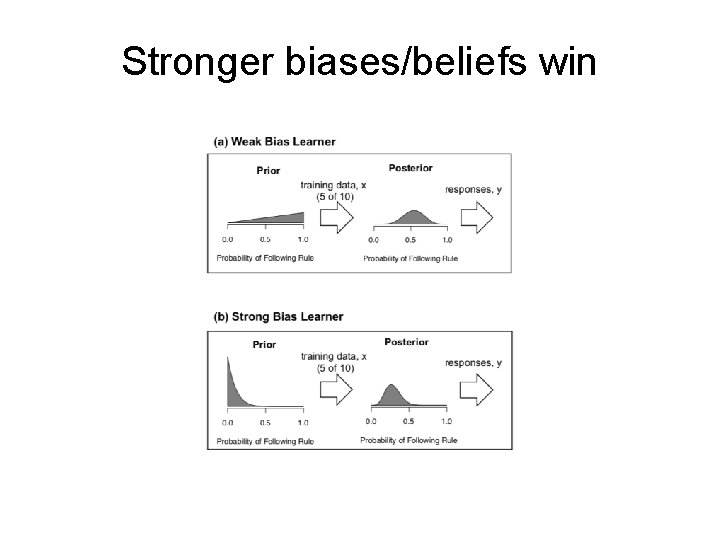 Stronger biases/beliefs win 