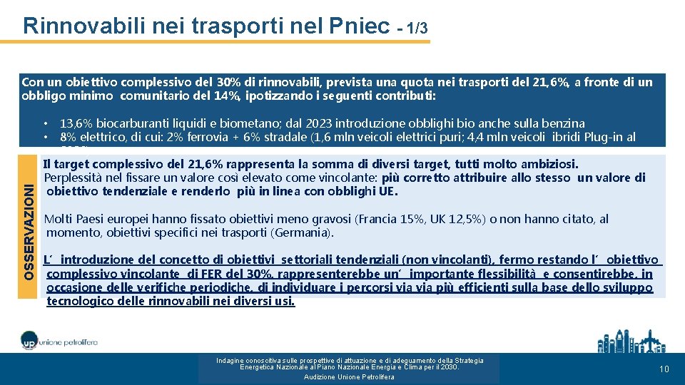 Rinnovabili nei trasporti nel Pniec - 1/3 Con un obiettivo complessivo del 30% di