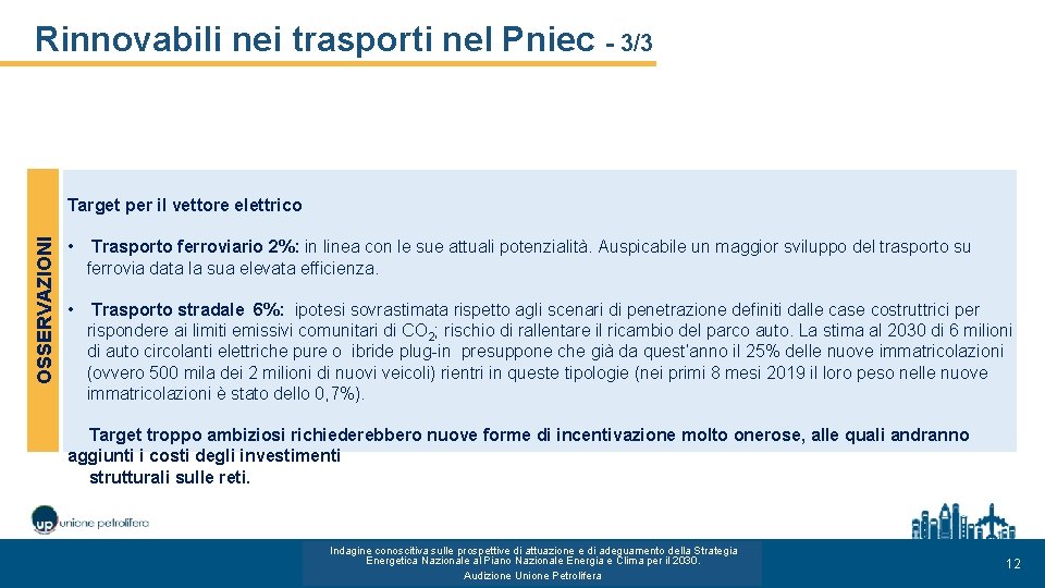 Rinnovabili nei trasporti nel Pniec - 3/3 OSSERVAZIONI Target per il vettore elettrico •