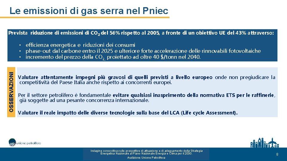 Le emissioni di gas serra nel Pniec Prevista riduzione di emissioni di CO 2