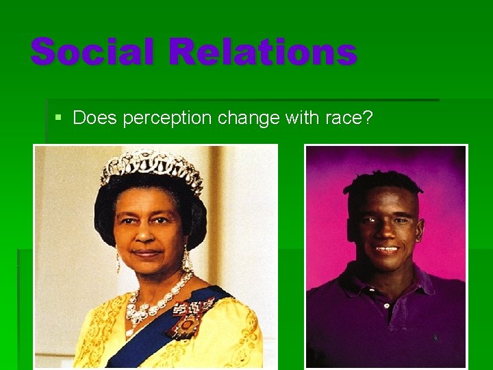 Social Relations § Does perception change with race? 