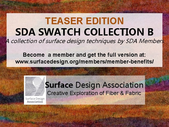 TEASER EDITION SDA SWATCH COLLECTION B A collection of surface design techniques by SDA