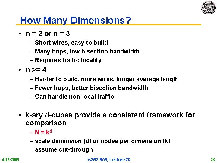 How Many Dimensions? • n = 2 or n = 3 – Short wires,