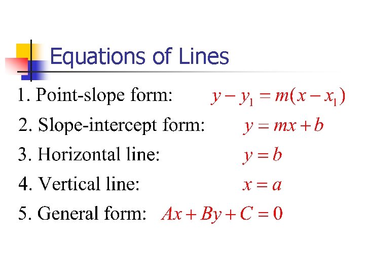 Equations of Lines 