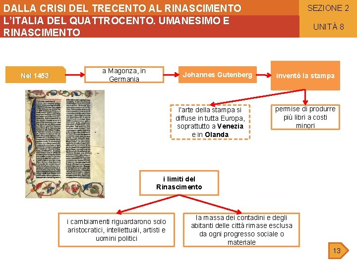 DALLA CRISI DEL TRECENTO AL RINASCIMENTO L’ITALIA DEL QUATTROCENTO. UMANESIMO E RINASCIMENTO Nel 1453