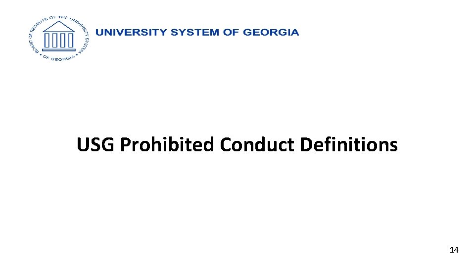 USG Prohibited Conduct Definitions 14 