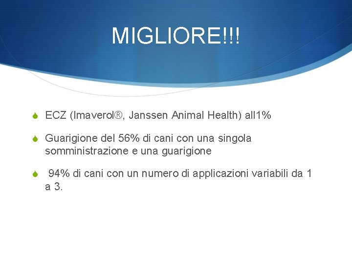 MIGLIORE!!! S ECZ (Imaverol®, Janssen Animal Health) all 1% S Guarigione del 56% di