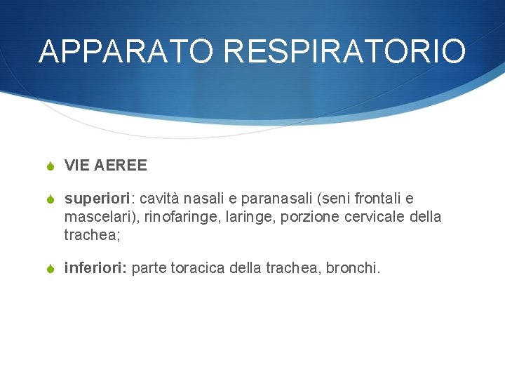 APPARATO RESPIRATORIO S VIE AEREE S superiori: cavità nasali e paranasali (seni frontali e