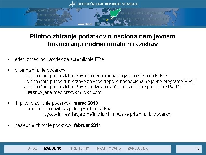 Pilotno zbiranje podatkov o nacionalnem javnem financiranju nadnacionalnih raziskav • eden izmed indikatorjev za