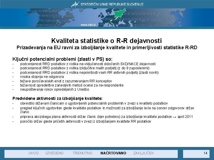 Kvaliteta statistike o R-R dejavnosti Prizadevanja na EU ravni za izboljšanje kvalitete in primerljivosti