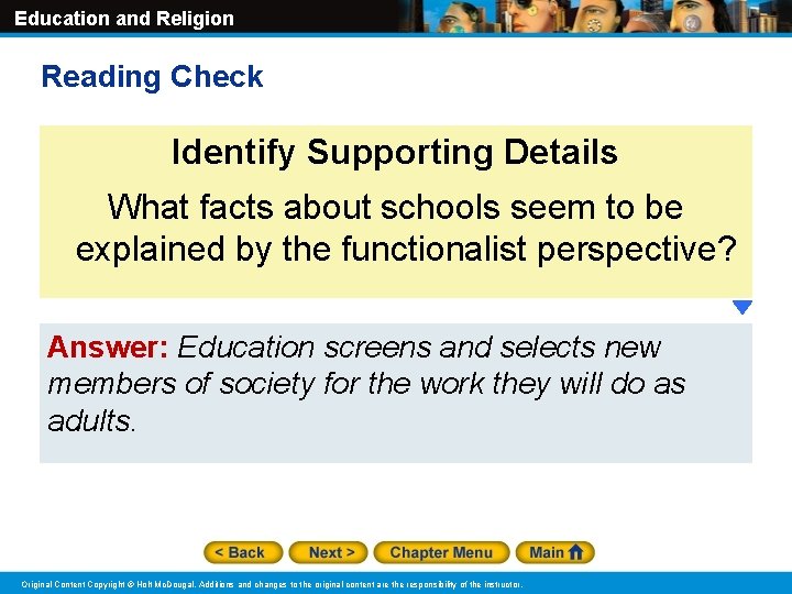 Education and Religion Reading Check Identify Supporting Details What facts about schools seem to