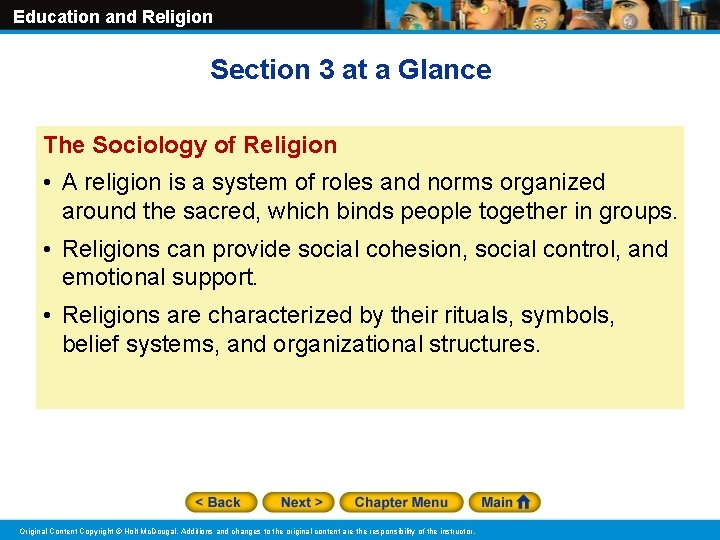 Education and Religion Section 3 at a Glance The Sociology of Religion • A