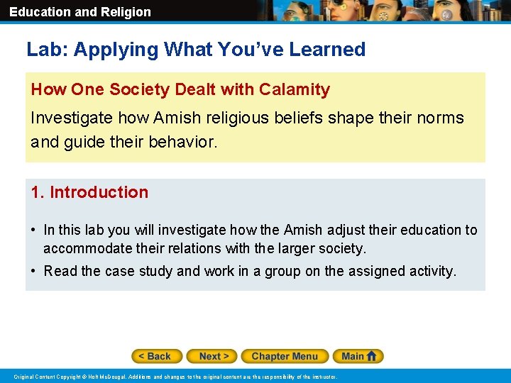 Education and Religion Lab: Applying What You’ve Learned How One Society Dealt with Calamity