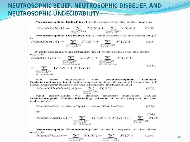 NEUTROSOPHIC BELIEF, NEUTROSOPHIC DISBELIEF, AND NEUTROSOPHIC UNDECIDABILITY 18 