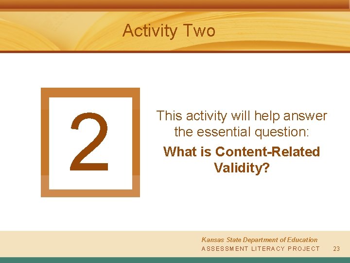 Activity Two 2 This activity will help answer the essential question: What is Content-Related