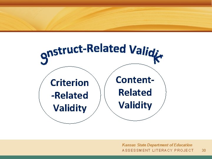 Criterion -Related Validity Content. Related Validity Kansas State Department of Education A S SAESSSSEMSESNMTE