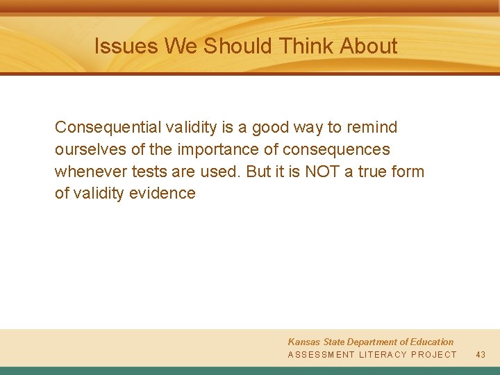 Issues We Should Think About Consequential validity is a good way to remind ourselves