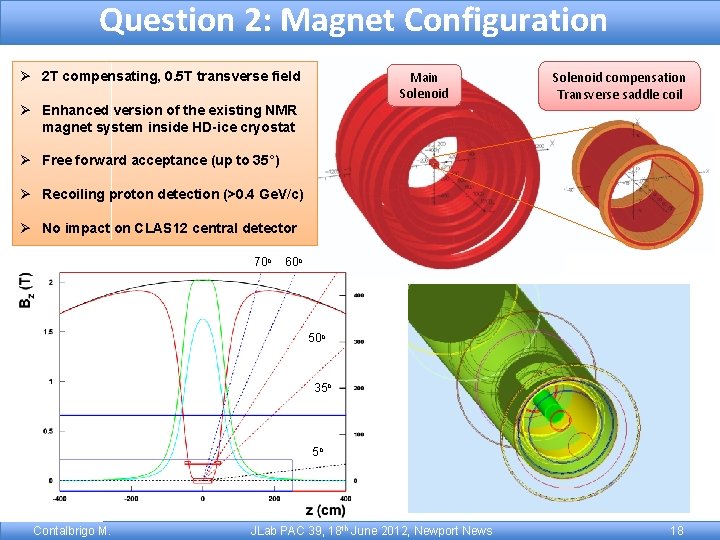 Question 2: Magnet Configuration Main Solenoid Ø 2 T compensating, 0. 5 T transverse