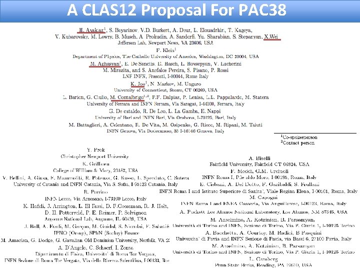 A CLAS 12 Proposal For PAC 38 A CLAS 12 proposal for PAC 38