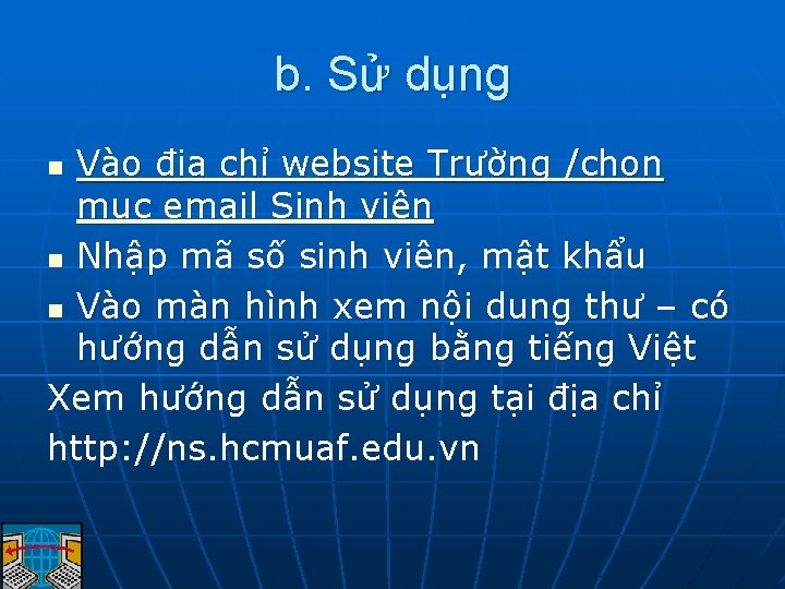 b. Sử dụng Vào địa chỉ website Trường /chọn mục email Sinh viên n