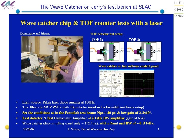 The Wave Catcher on Jerry’s test bench at SLAC D. Breton, E. Delagnes, J.