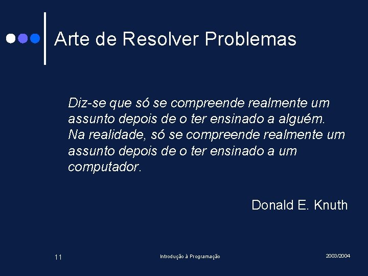 Arte de Resolver Problemas Diz-se que só se compreende realmente um assunto depois de