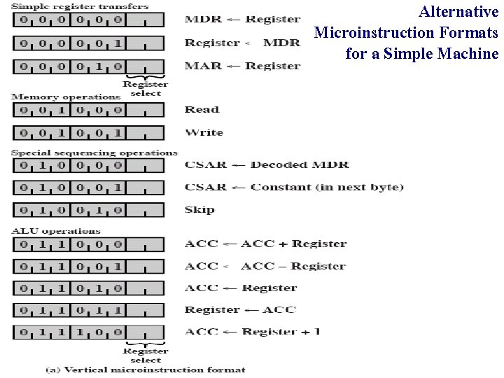 Alternative Microinstruction Formats for a Simple Machine 
