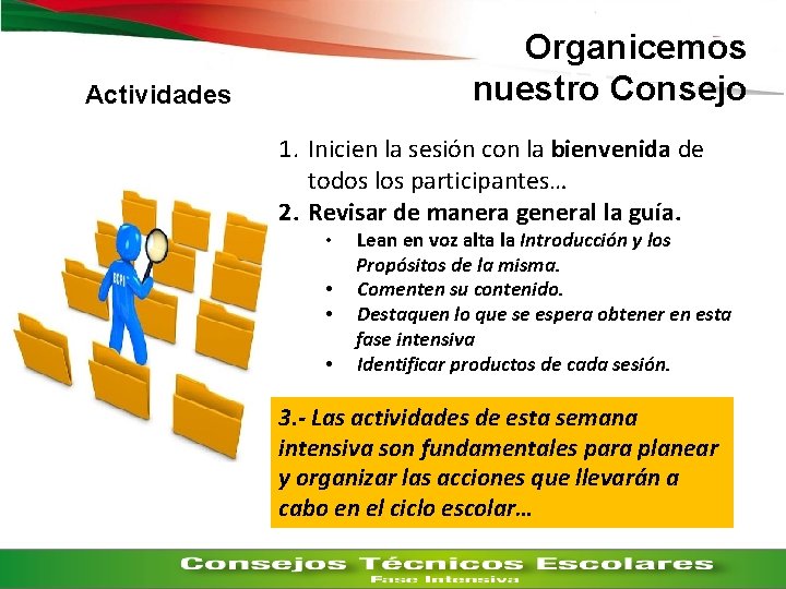 Organicemos nuestro Consejo Actividades 1. Inicien la sesión con la bienvenida de todos los