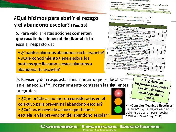 ¿Qué hicimos para abatir el rezago y el abandono escolar? (Pág. 15) 5. Para