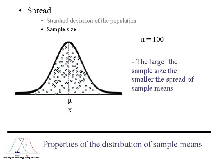  • Spread • Standard deviation of the population • Sample size n =