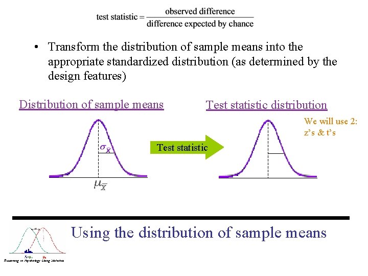  • Transform the distribution of sample means into the appropriate standardized distribution (as