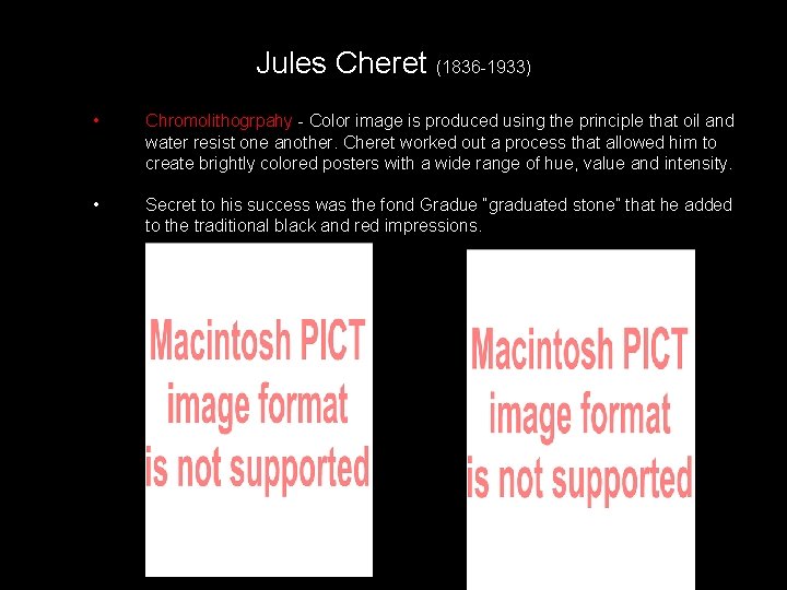 Jules Cheret (1836 -1933) • Chromolithogrpahy - Color image is produced using the principle