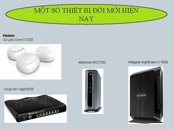 MỘT SỐ THIẾT BỊ ĐỜI MỚI HIỆN NAY Môđem -D-Link Covr-C 1203 Motorola MG