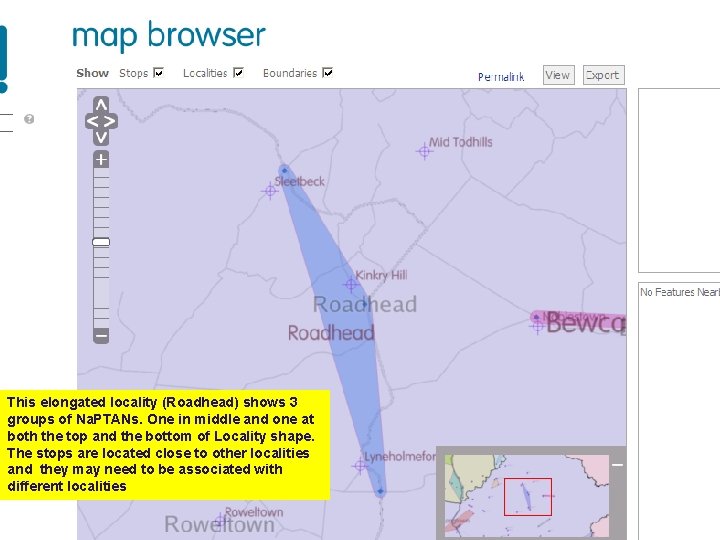 This elongated locality (Roadhead) shows 3 groups of Na. PTANs. One in middle and