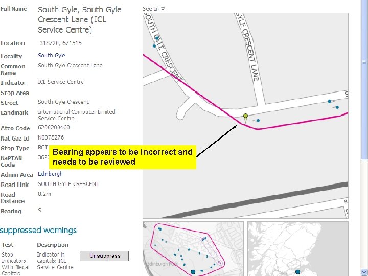Bearing appears to be incorrect and needs to be reviewed 