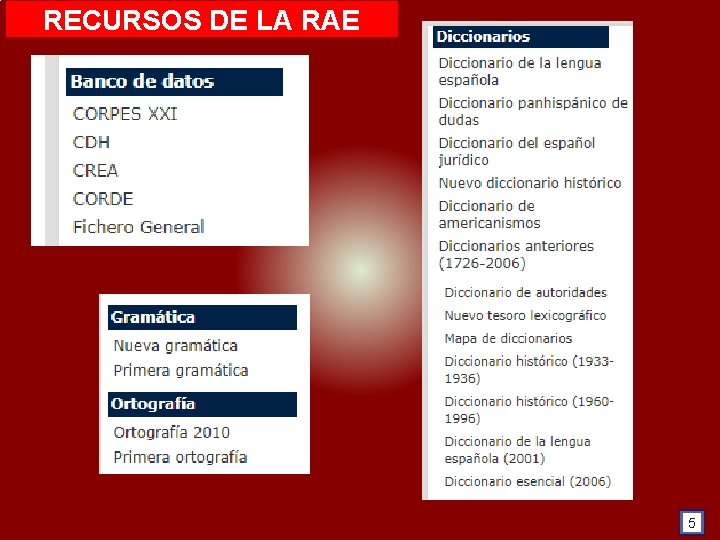 RECURSOS DE LA RAE 5 