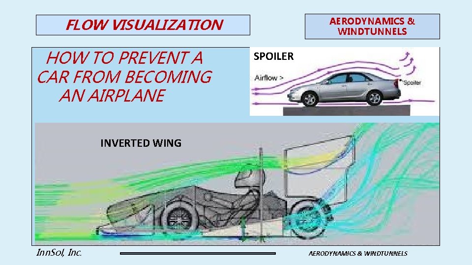 FLOW VISUALIZATION HOW TO PREVENT A CAR FROM BECOMING AN AIRPLANE AERODYNAMICS & WINDTUNNELS