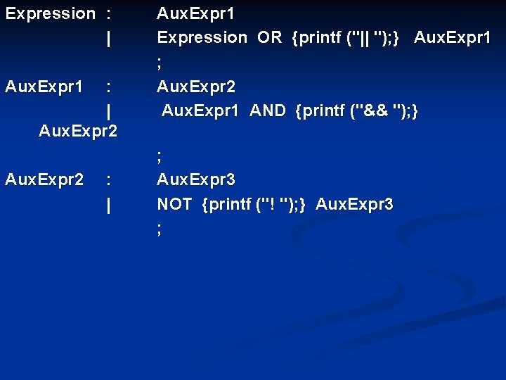 Expression : | Aux. Expr 1 : | Aux. Expr 2 : | Aux.