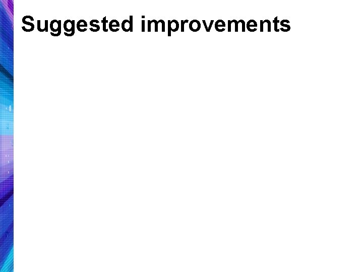 Suggested improvements 
