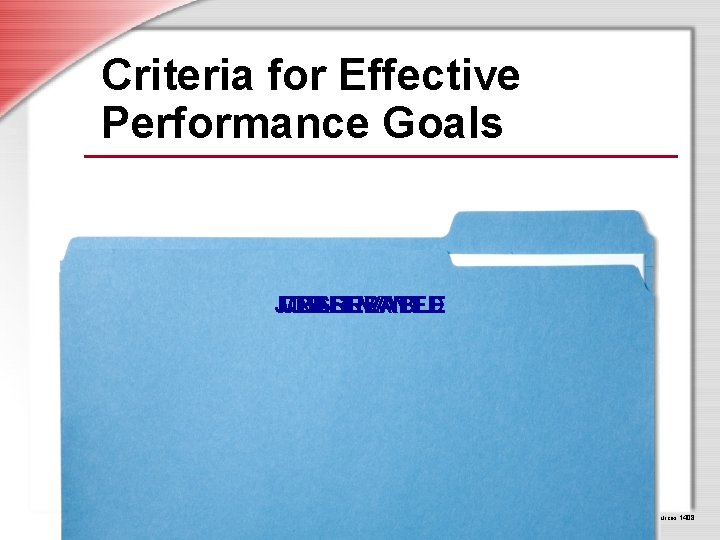 Criteria for Effective Performance Goals JOB MEASURABLE OBSERVABLE RELEVANT RELATED © BLR®—Business & Legal Criteria for Effective Performance Goals JOB MEASURABLE OBSERVABLE RELEVANT RELATED © BLR®—Business & Legal
