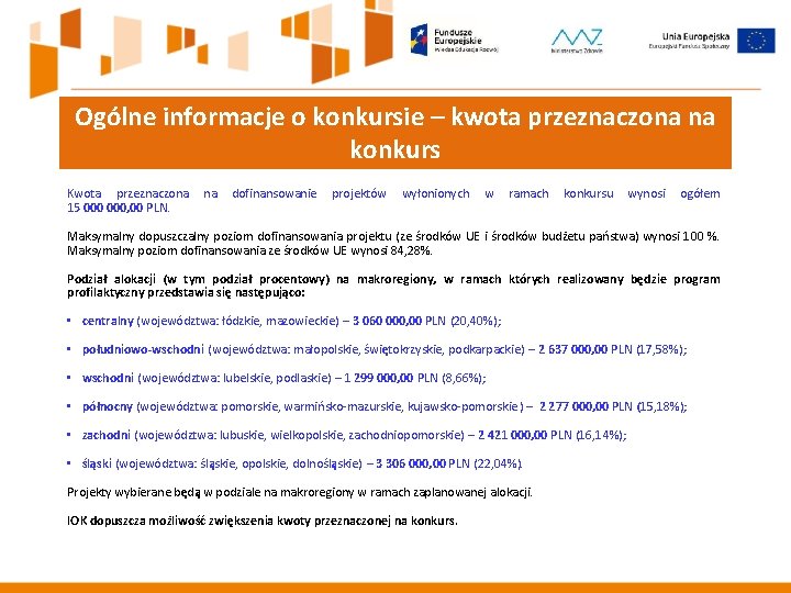 Ogólne informacje o konkursie – kwota przeznaczona na konkurs Kwota przeznaczona 15 000, 00 Ogólne informacje o konkursie – kwota przeznaczona na konkurs Kwota przeznaczona 15 000, 00