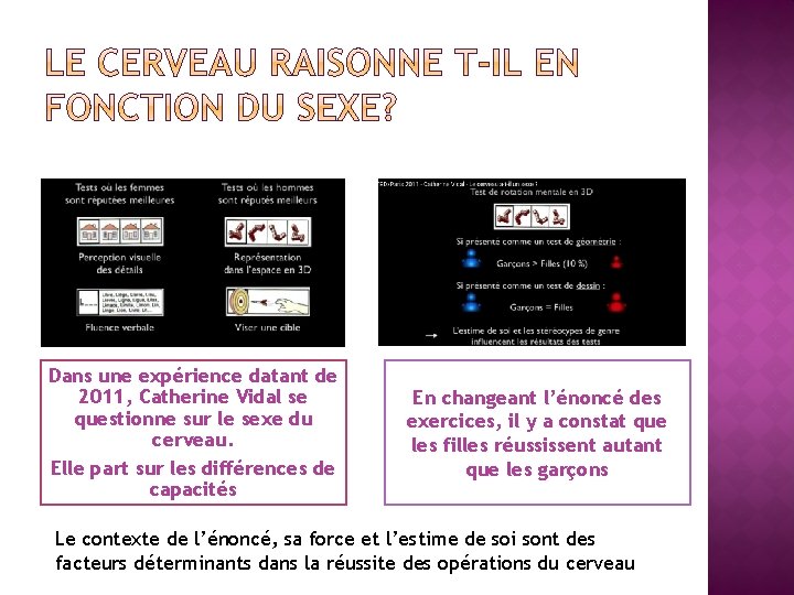 Dans une expérience datant de 2011, Catherine Vidal se questionne sur le sexe du