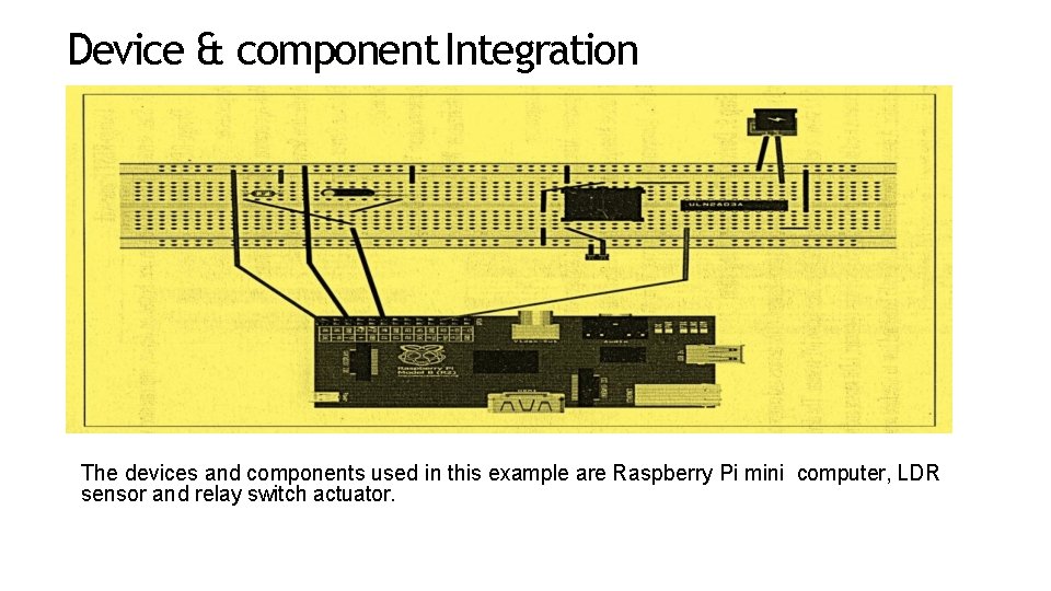Device & component Integration The devices and components used in this example are Raspberry