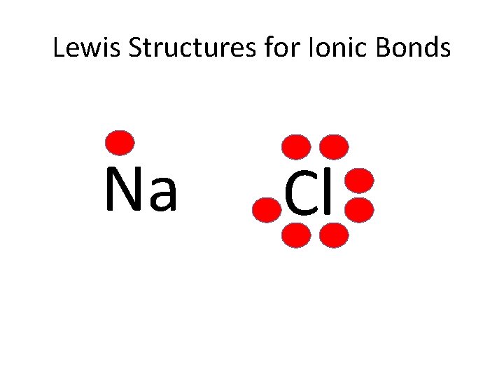Lewis Structures for Ionic Bonds Na Cl 
