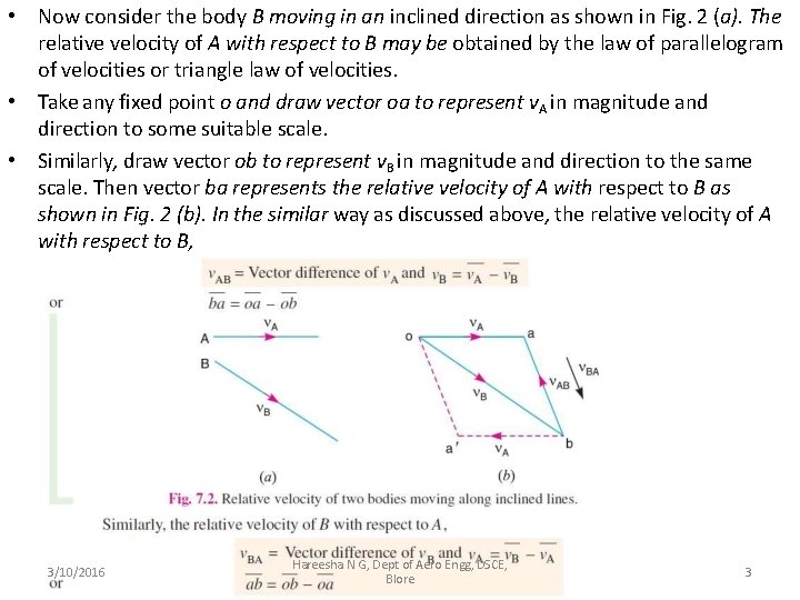  • Now consider the body B moving in an inclined direction as shown