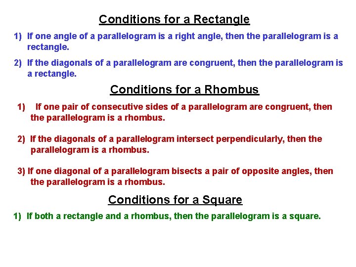 Module 15 Lesson 7 Conditions for Rectangles Rhombi
