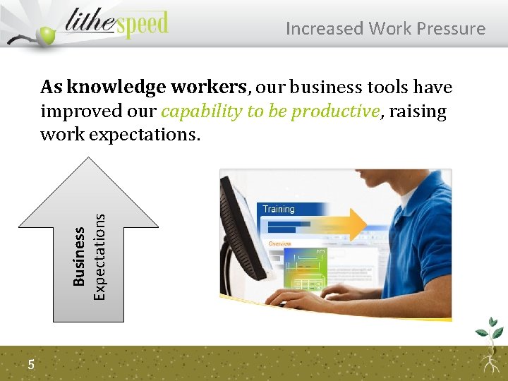 Increased Work Pressure Business Expectations As knowledge workers, our business tools have improved our