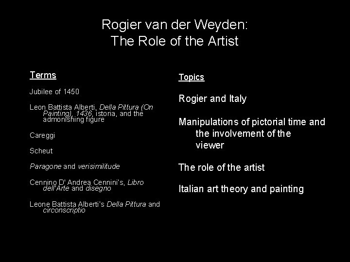 Rogier van der Weyden: The Role of the Artist Terms Jubilee of 1450 Leon