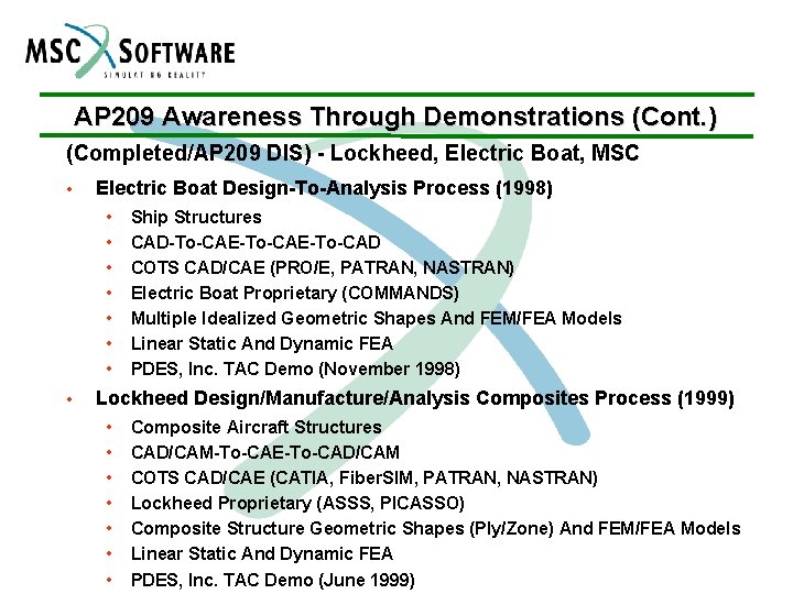 AP 209 Awareness Through Demonstrations (Cont. ) (Completed/AP 209 DIS) - Lockheed, Electric Boat,