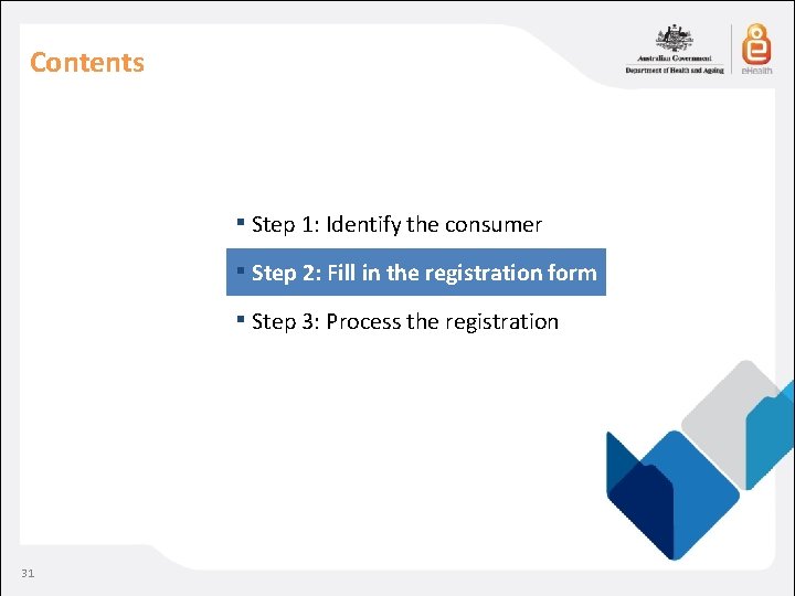 Contents ▪ Step 1: Identify the consumer ▪ Step 2: Fill in the registration